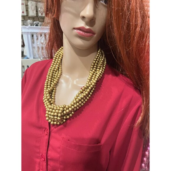 Chunky gold necklace, gold multilayered statement big oversized gold necklace - Picture 5 of 5